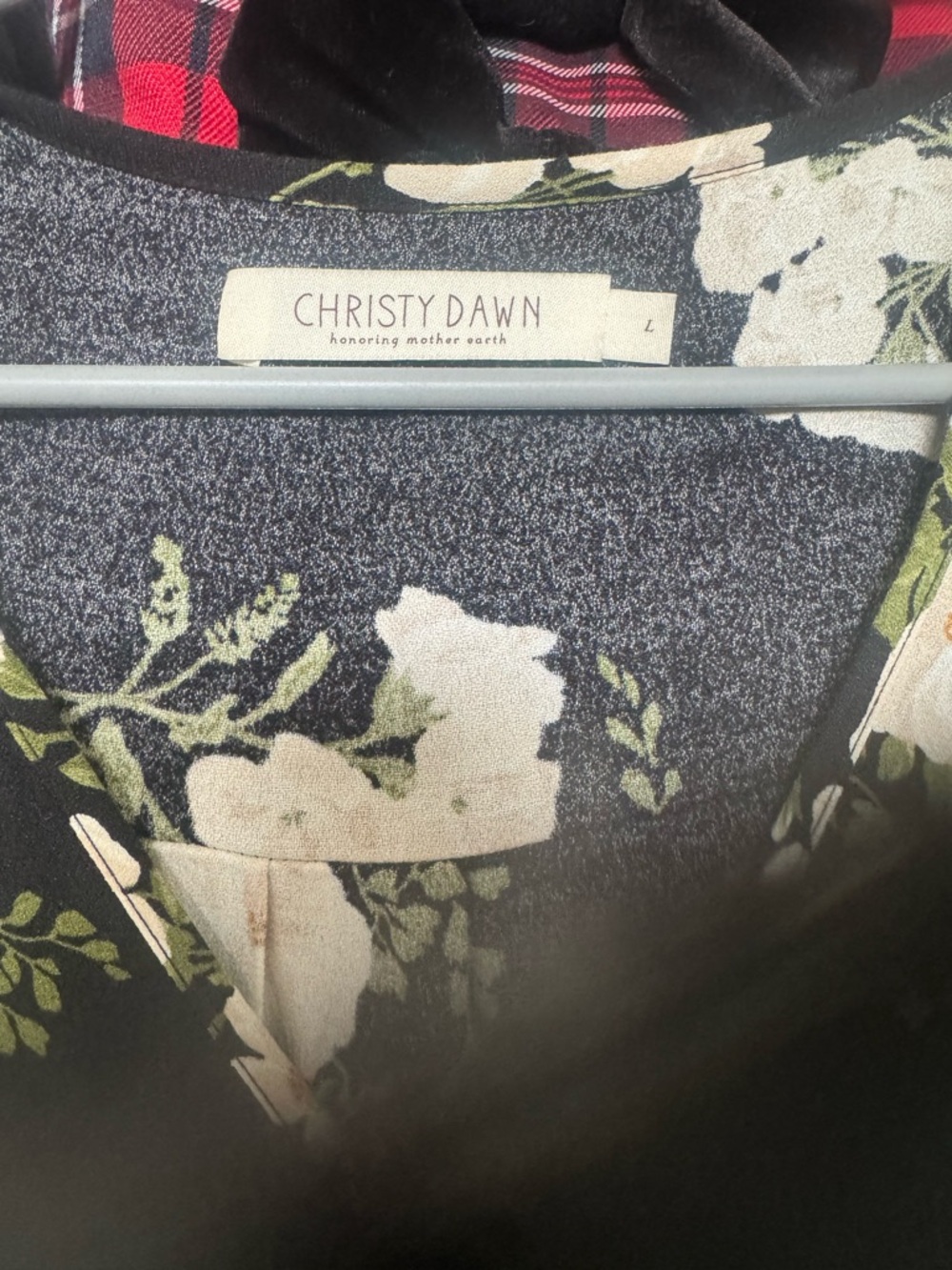 Christy Dawn Black Floral Wrap Dress with Cream & Green Blooms - Picture 3 of 3